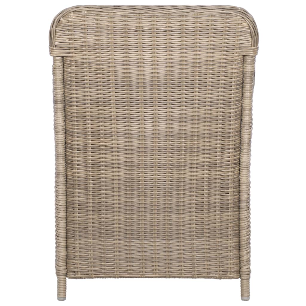 Back view of a weather-resistant rattan chair, perfect for outdoor furniture settings and lounge areas.