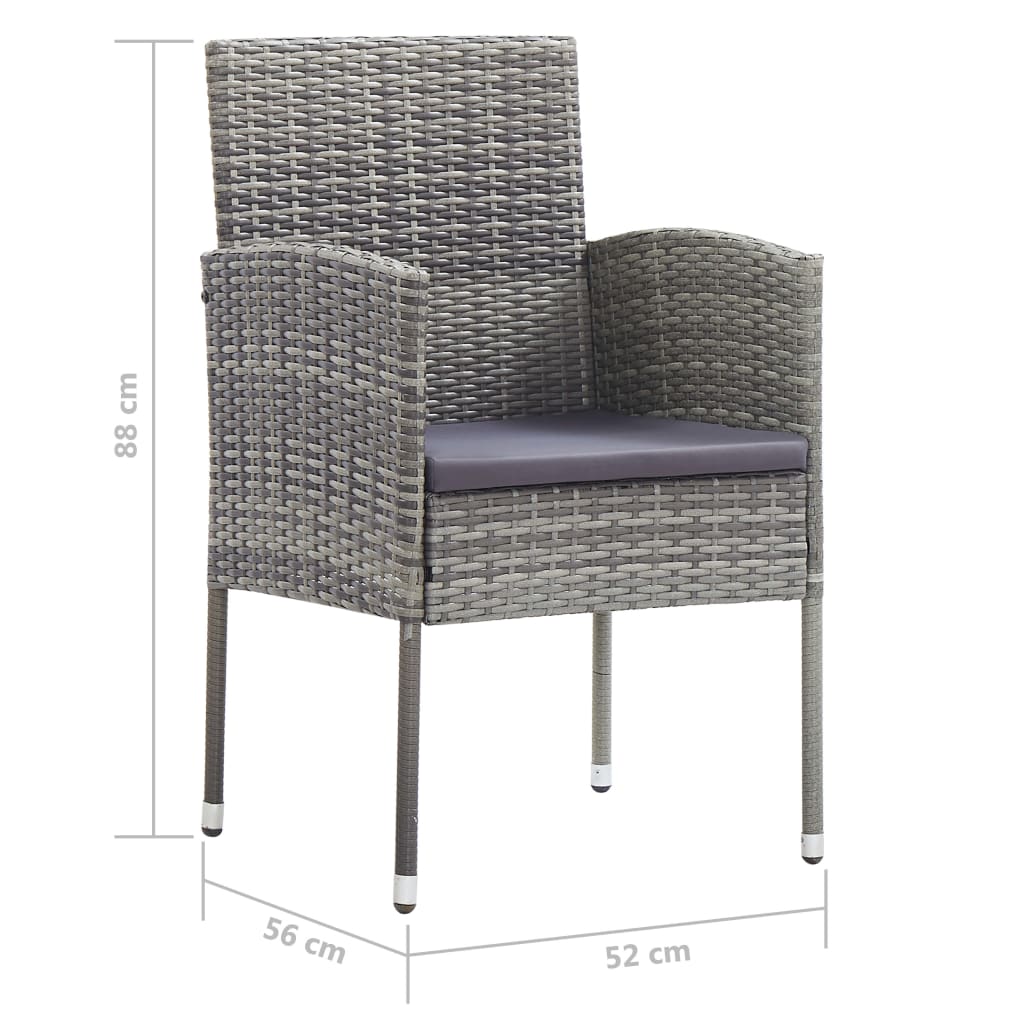 Grey rattan dining chair with steel frame, ideal for outdoor garden furniture, patio and home furniture.