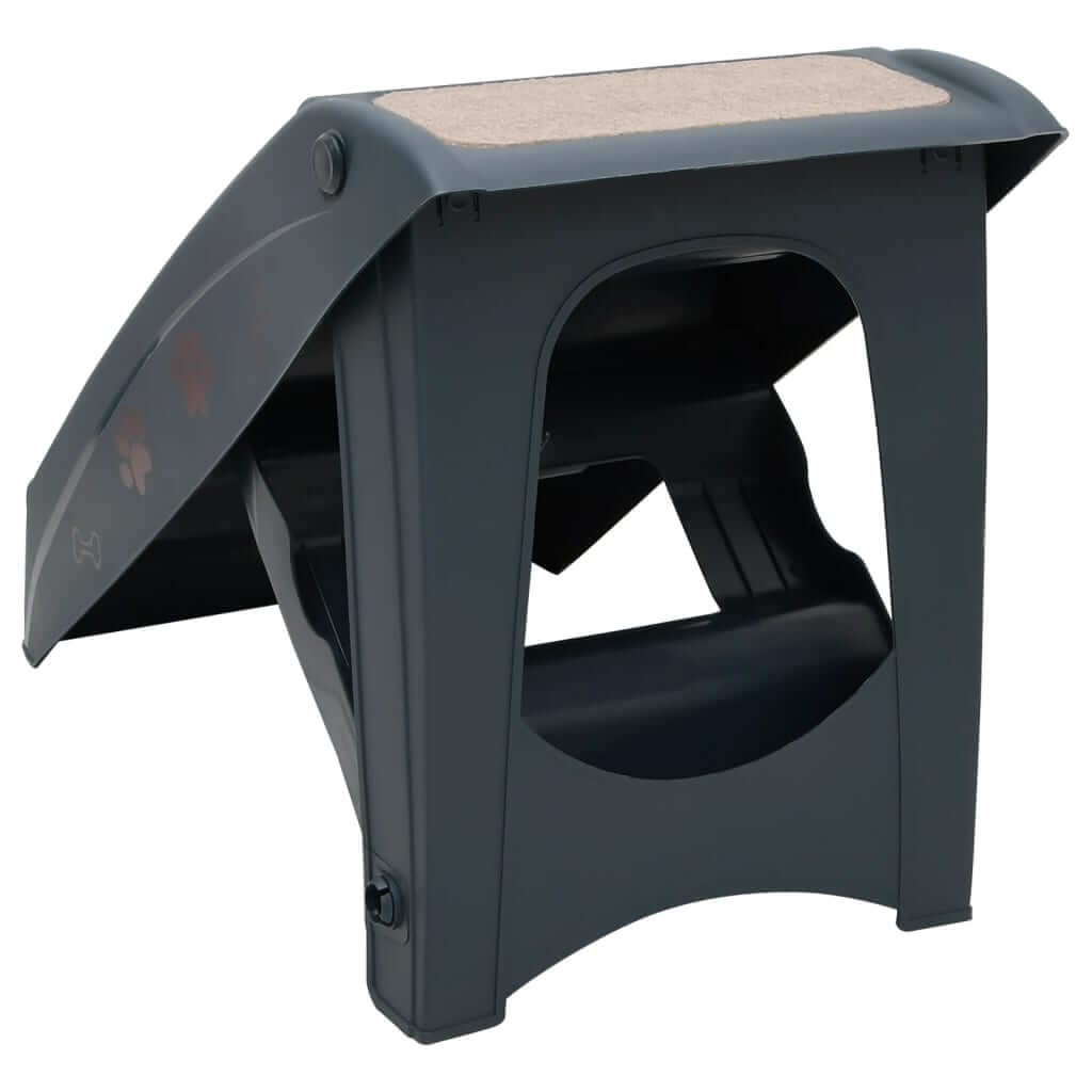 Folding 4-Step Dog Stairs Dark suitable for pets to reach beds and sofas easily.