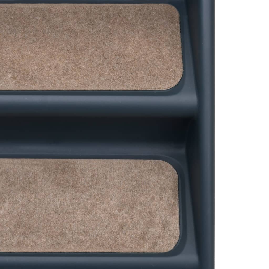 Folding 4-Step Dog Stairs Dark close-up showing textured steps for pet safety and comfort.