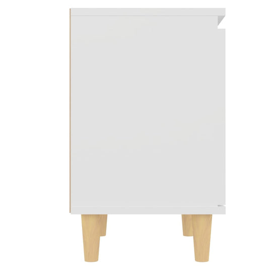 Bed cabinet with solid wood legs, white finish, Scandinavian style, stable and sturdy design, 40x30x50 cm.