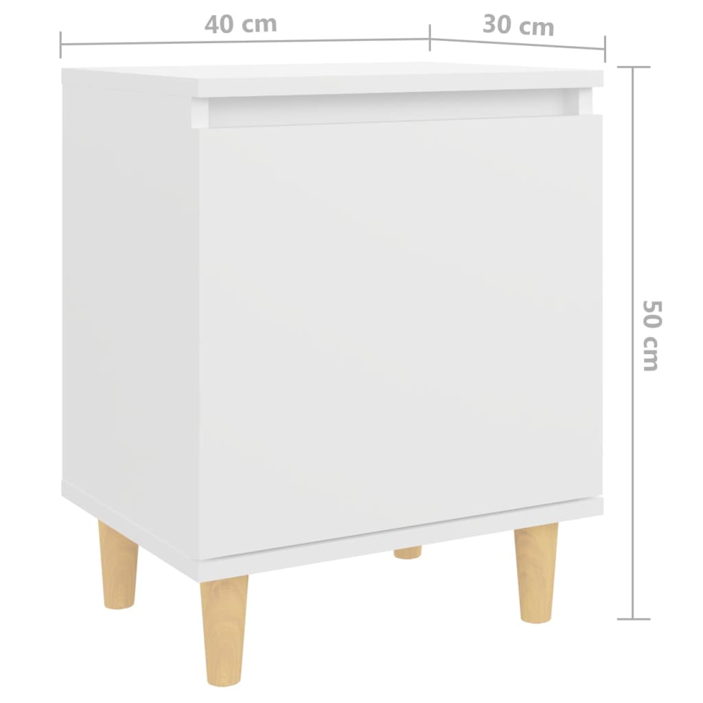 Bed cabinet with solid wood legs in white, 40x30x50 cm, perfect for Scandinavian style interiors and ample storage.