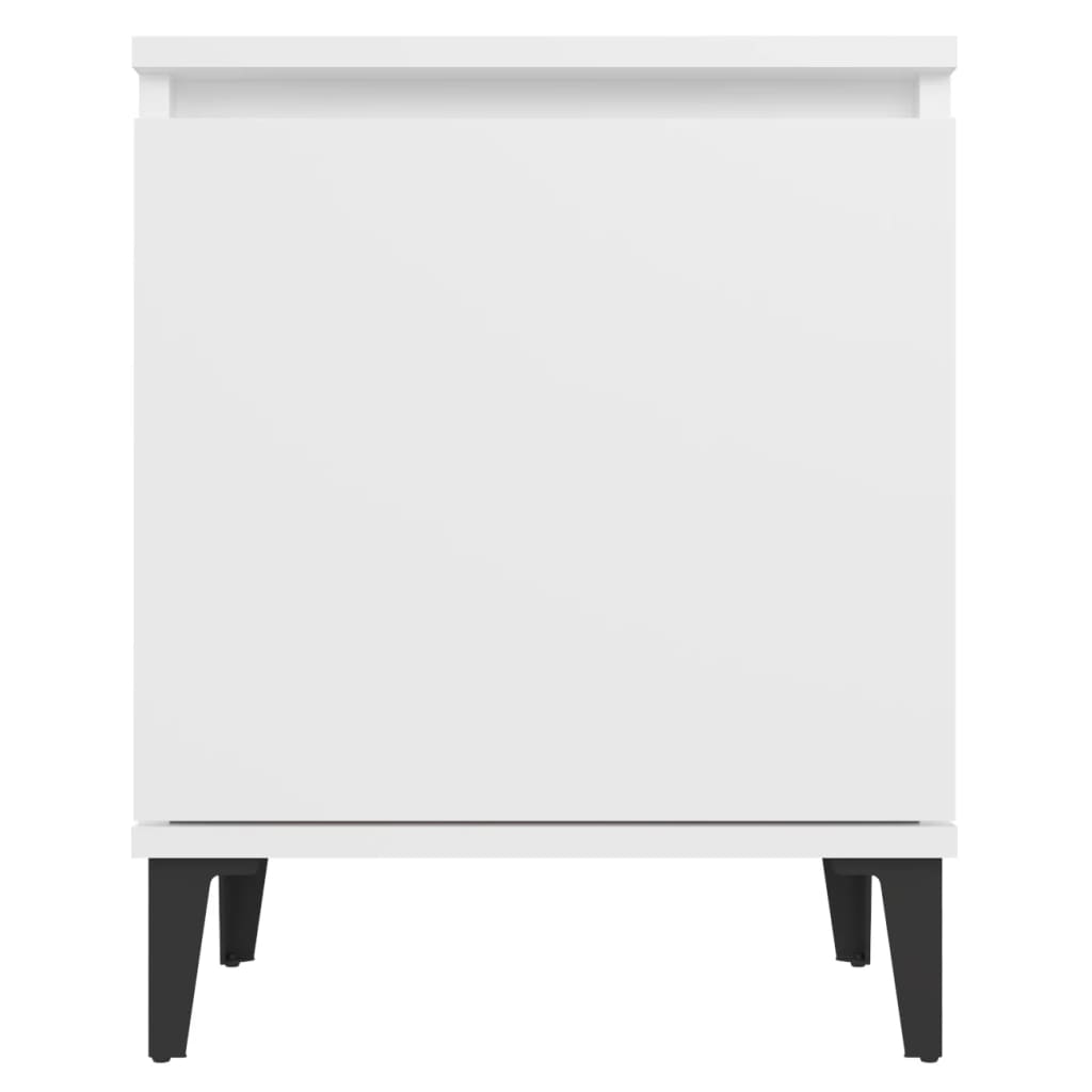 White bed cabinet with metal legs, 40x30x50 cm, featuring a sleek design and ample storage space for essentials.