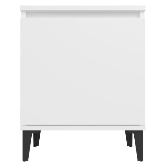 White bed cabinet with metal legs, 40x30x50 cm, featuring a sleek design and ample storage space for essentials.