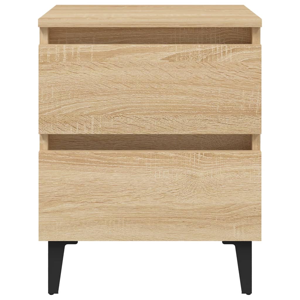 Bed Cabinets 2 pcs Sonoma Oak 40x35x50 cm Engineered Wood with industrial design and two drawers on metal legs.