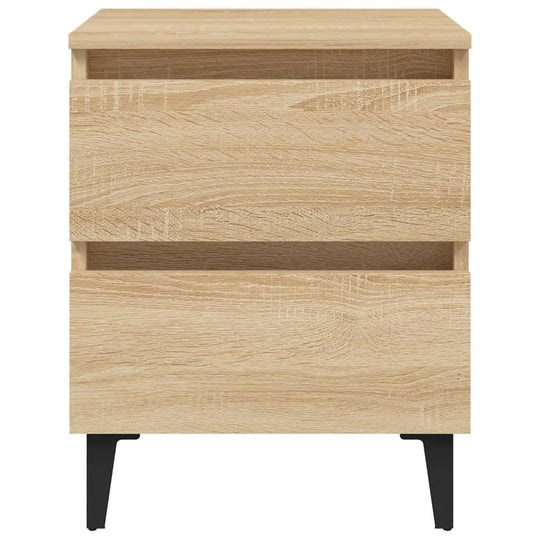 Bed Cabinets 2 pcs Sonoma Oak 40x35x50 cm Engineered Wood with industrial design and two drawers on metal legs.