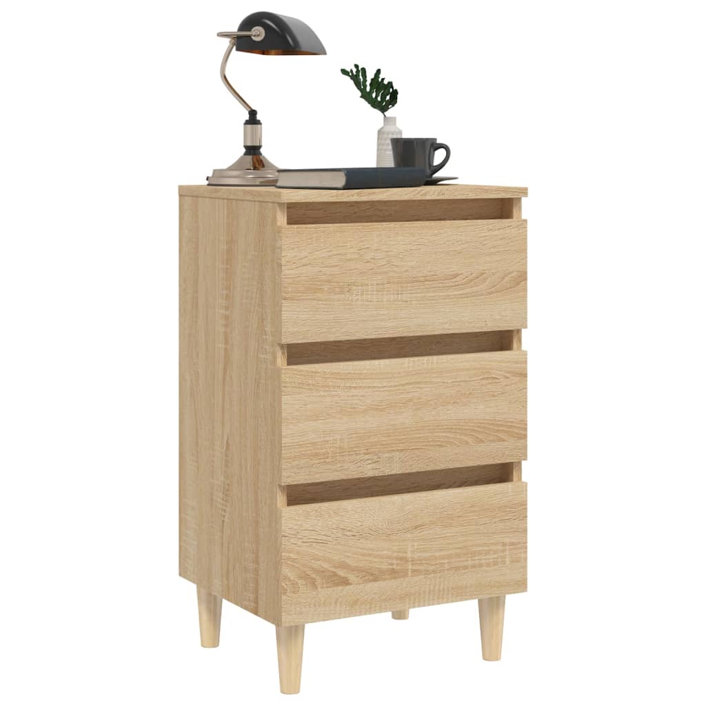 Bed Cabinets & Solid Wood Legs 2 pcs Sonoma Oak 40x35x69 cm