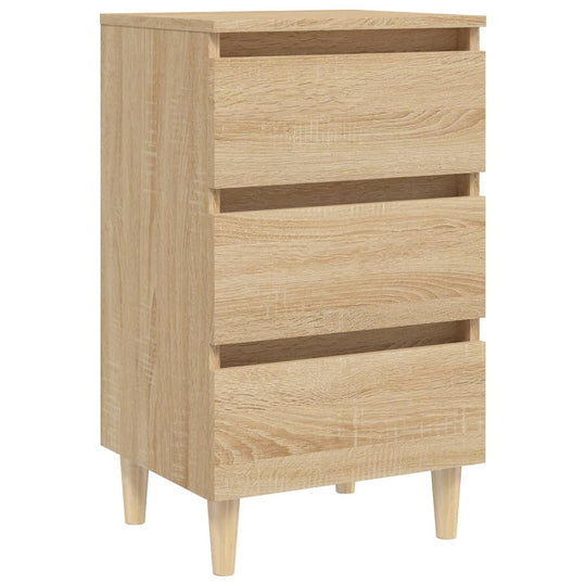 Bed Cabinets & Solid Wood Legs 2 pcs Sonoma Oak 40x35x69 cm