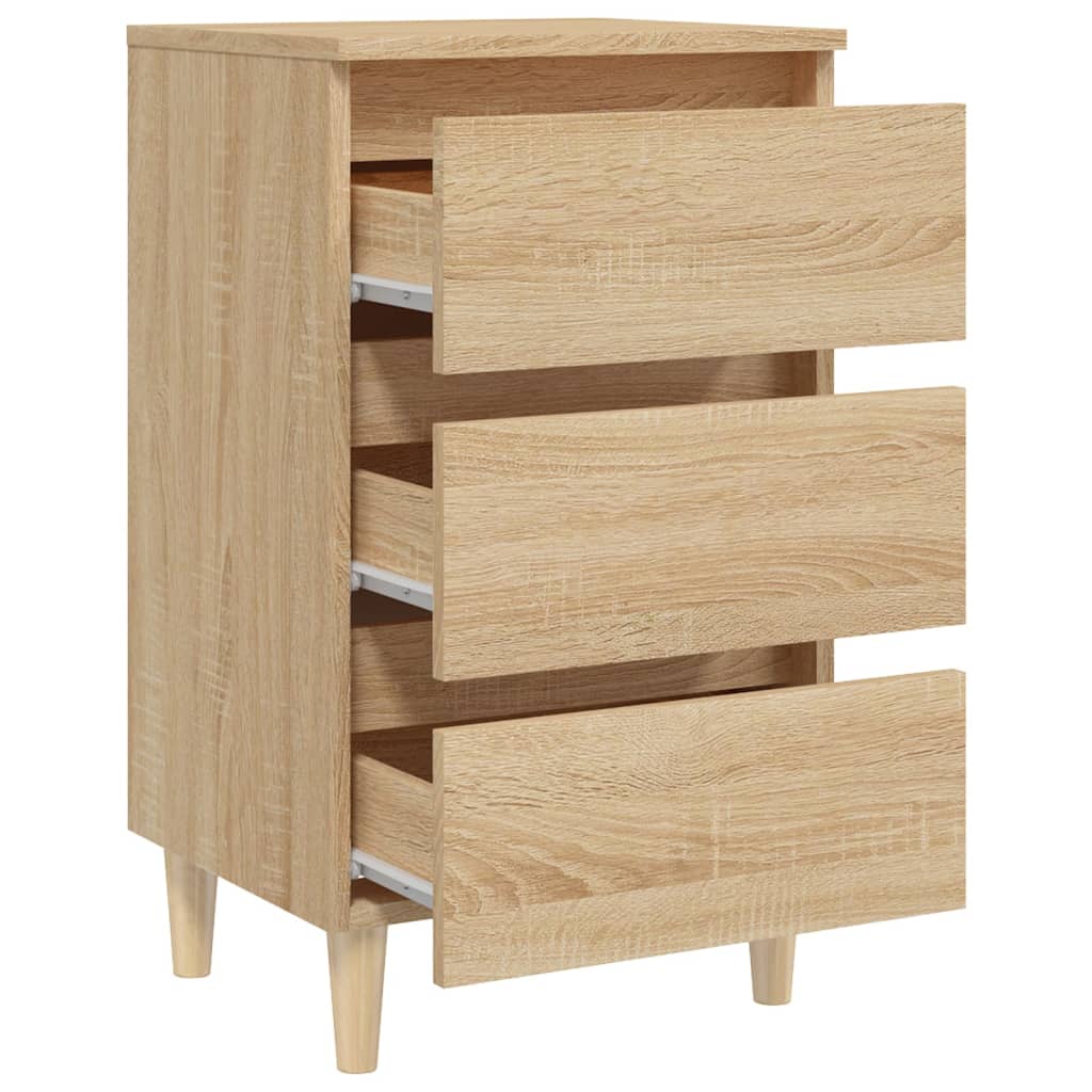 Bed Cabinets & Solid Wood Legs 2 pcs Sonoma Oak 40x35x69 cm