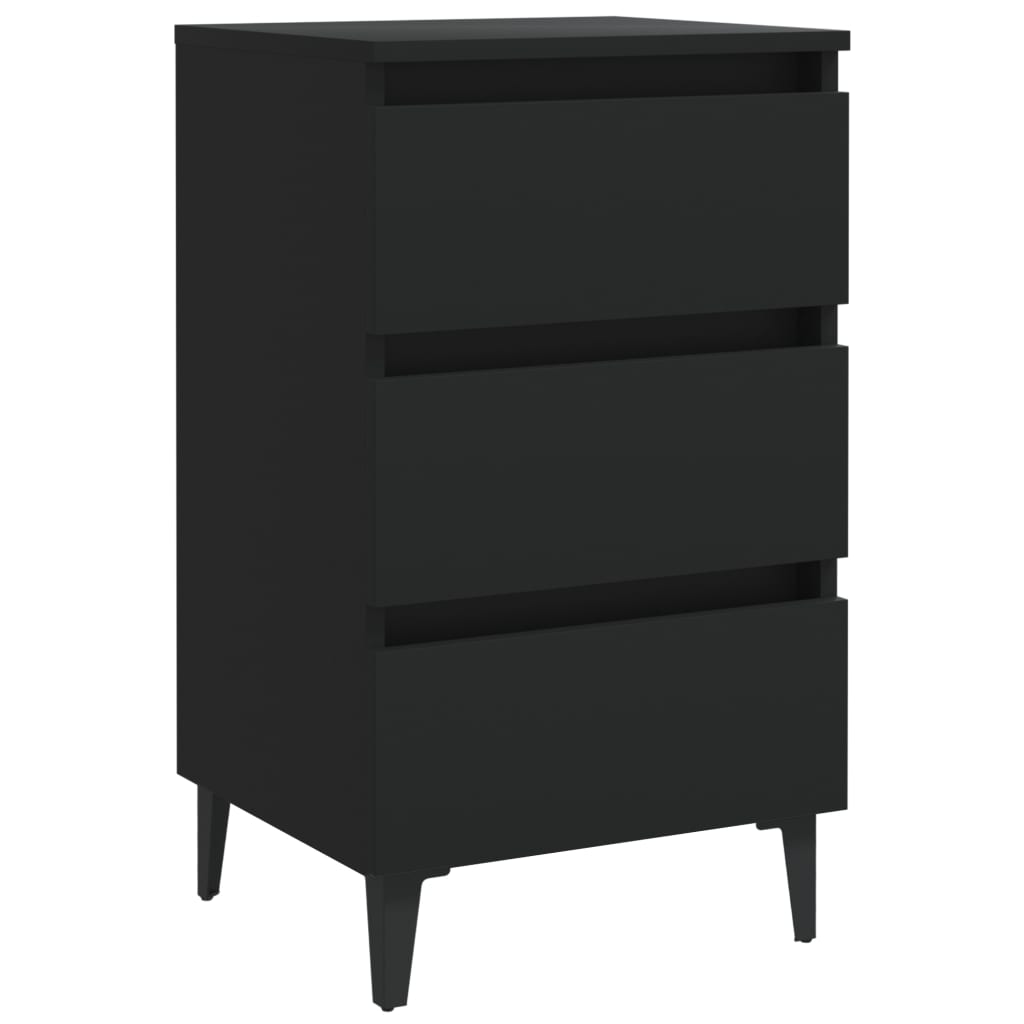 Bed Cabinet with Metal Legs 2 pcs 40x35x69 cm , Furniture -> Tables -> Bedside Tables , Bedside Tables,black,Cabinets & Storage -,Furniture -,new-305021,Tables -