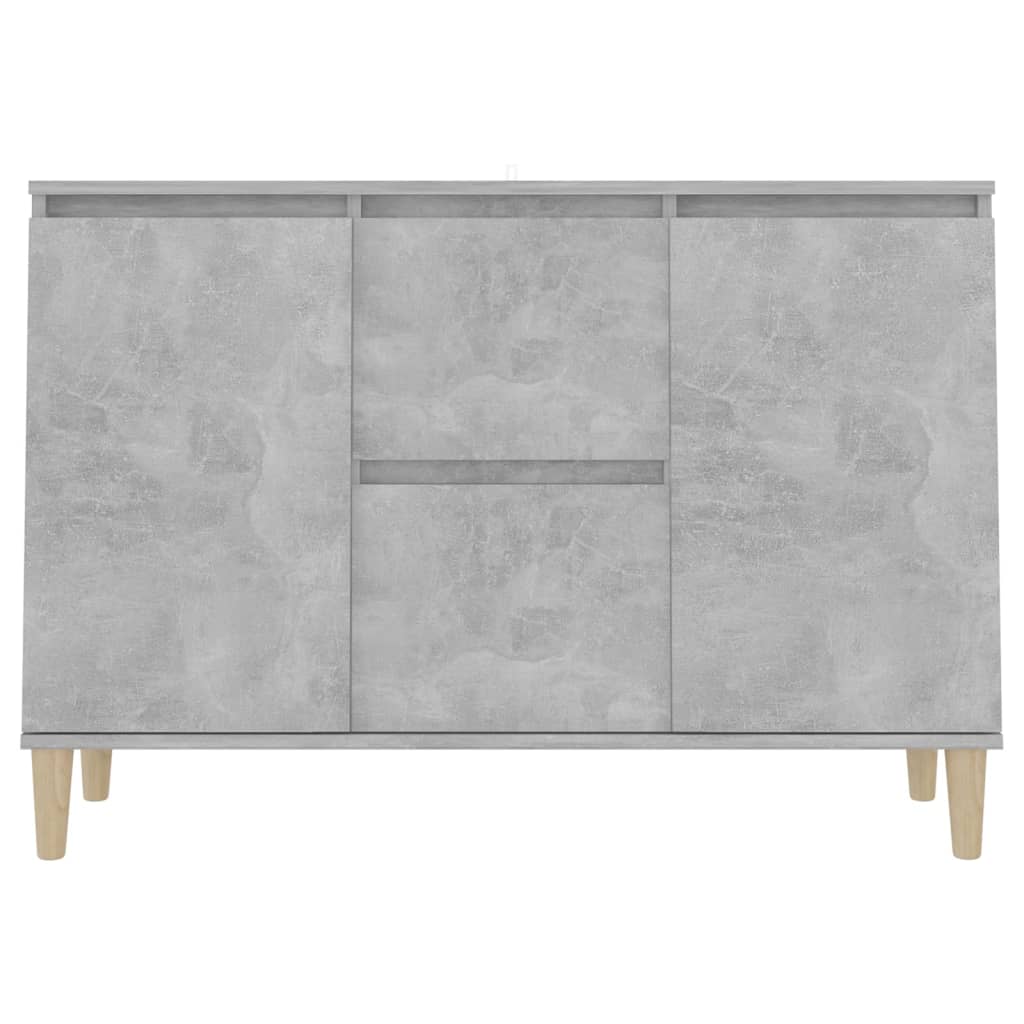 Elegant concrete grey sideboard with wooden legs, featuring 2 drawers and 2 doors for ample storage space.