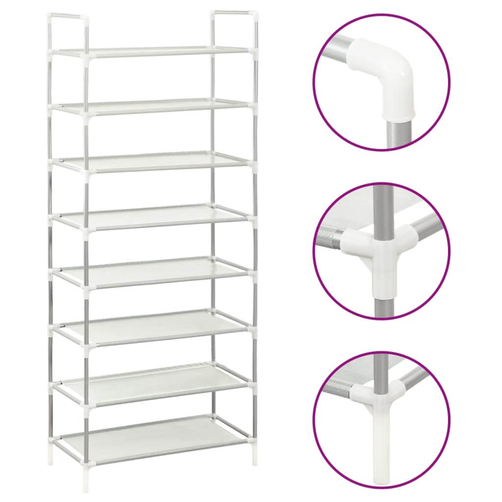 Shoe Rack with 8 Shelves Metal and Non-woven Fabric
