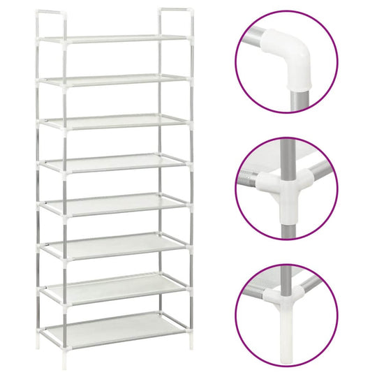 Shoe Rack with 8 Shelves Metal and Non-woven Fabric