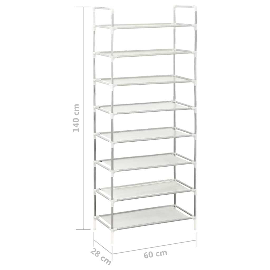 Shoe Rack with 8 Shelves Metal and Non-woven Fabric