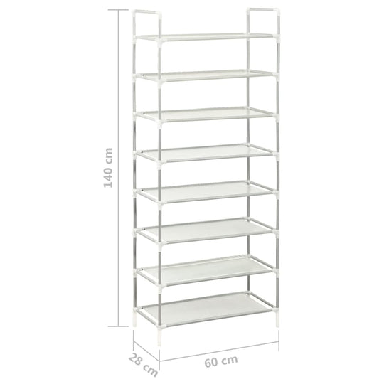 Shoe Rack with 8 Shelves Metal and Non-woven Fabric