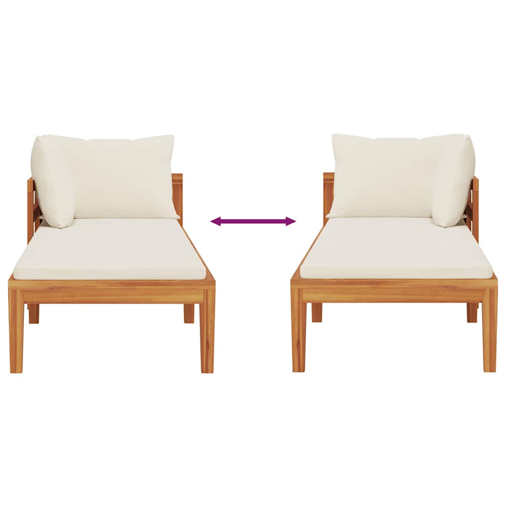 كرسي استرخاء مع مسند للذراعين، مصنوع من خشب الأكاسيا الصلب بلون كريمي.