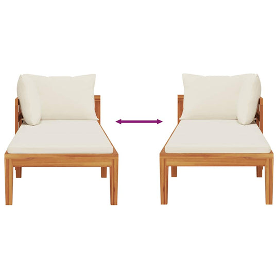 كرسي استرخاء مع مسند للذراعين، مصنوع من خشب الأكاسيا الصلب بلون كريمي.