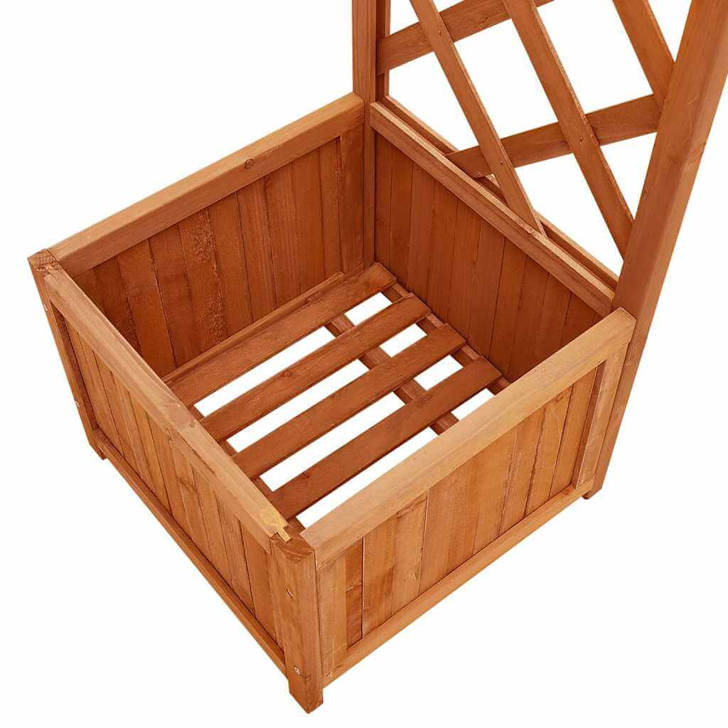 Solid firwood planter part of Garden Pergola with Planter Solid Firwood, showcasing weather-resistant features and lattice design.