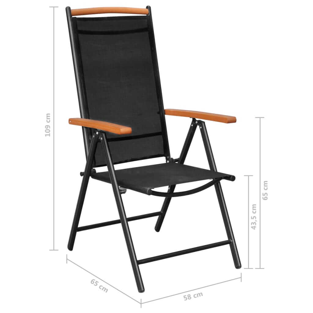 Stylish adjustable garden chair with powder-coated aluminum frame and textilene seat, perfect for outdoor relaxing.