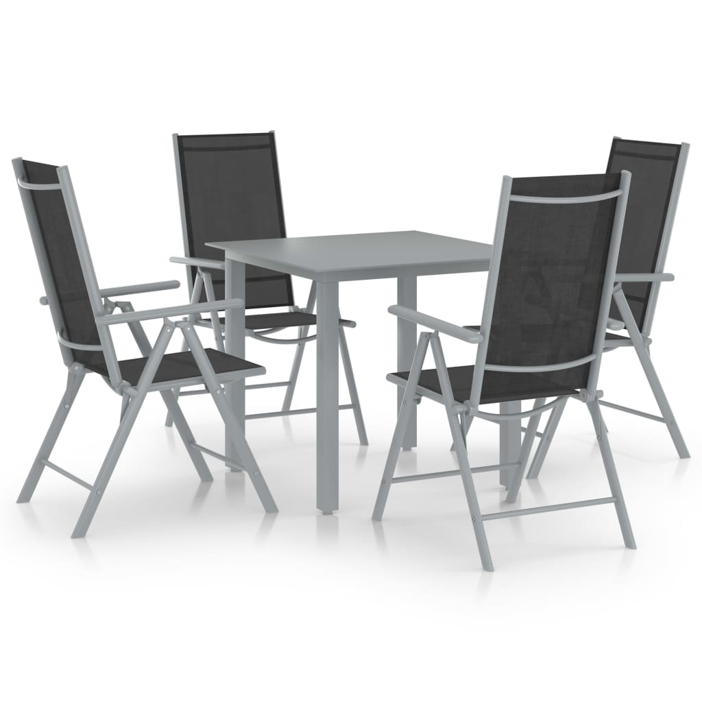 5 Piece Garden Dining Set Aluminium and Black , Furniture -> Outdoor Furniture -> Outdoor Furniture Sets , black,Chairs -,Decor -,Durable,eligant,Furniture -,garden decor,Home & Garden -,Home Decor,metal,Modern Design,new-305021,Outdoor Furniture -,Outdoo