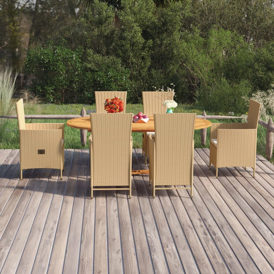 7 Piece Garden Dining Set Poly Rattan , Furniture -> Outdoor Furniture -> Outdoor Furniture Sets , Durable,eligant,Furniture -,Home & Garden -,Modern Design,new-305021,Outdoor Furniture -,Outdoor Furniture Sets,Wooden Furniture