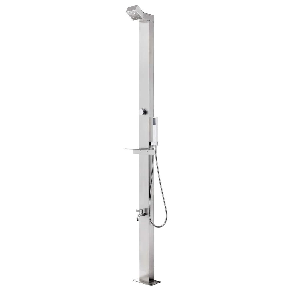 Garden Shower with Brown Base 225 cm Stainless Steel