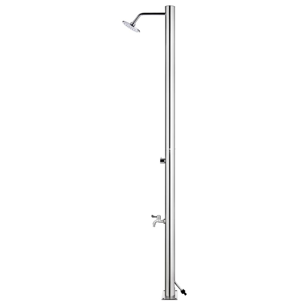 Garden Shower with Base 220 cm Stainless Steel featuring a modern design and foot wash faucet.