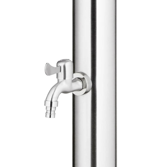 Garden Shower with  Base 220 cm Stainless Steel faucet close-up, stainless steel and modern design.