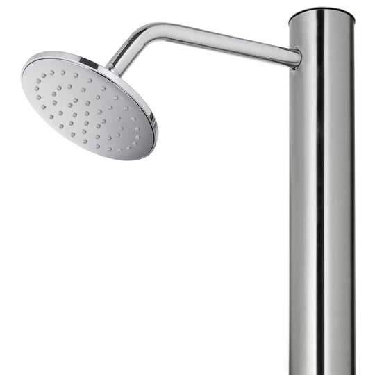 Garden Shower with  Base 220 cm Stainless Steel close-up of shower head and sleek stainless steel design.