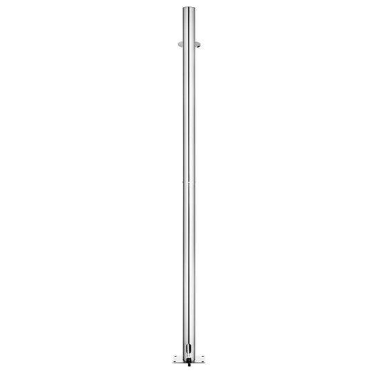 Modern stainless steel garden shower post for outdoor furniture, ideal for swimming pools and outdoor areas.