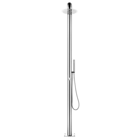 Garden Shower with Base 230 cm Stainless Steel - modern outdoor shower with head and hand shower options.