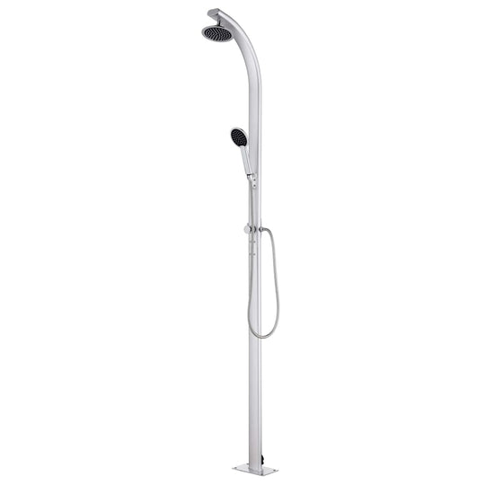 Garden Shower with  Base 220 cm Aluminium featuring a modern design and dual shower heads.