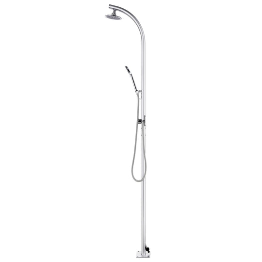 Garden Shower with Base 220 cm Aluminium, modern design outdoor shower with head and hand shower.