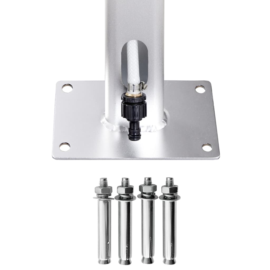 Garden Shower with Base 220 cm Aluminium component parts including base and bolts for installation.