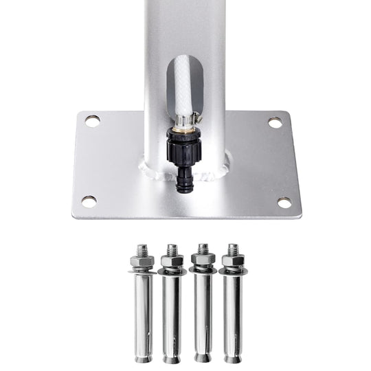 Garden Shower with Base 220 cm Aluminium component parts including base and bolts for installation.