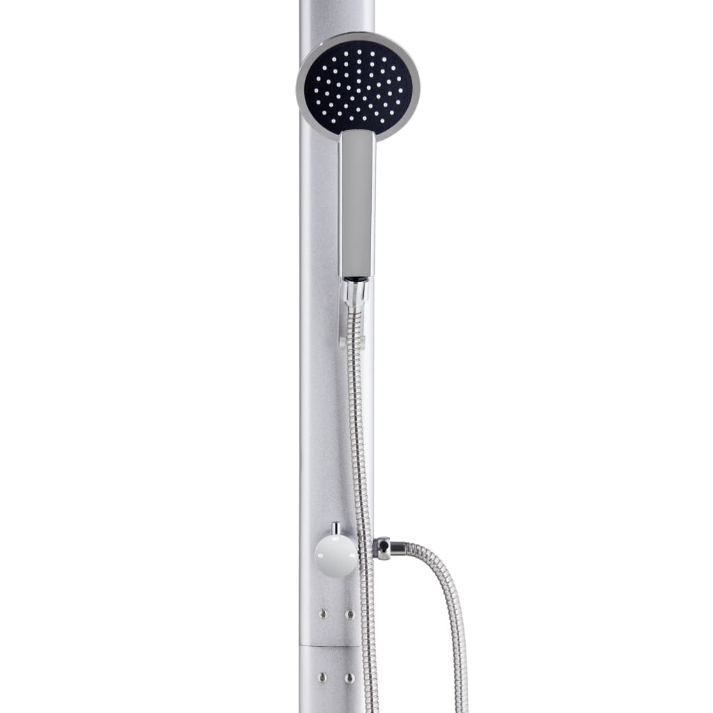 Garden Shower with  Base 220 cm Aluminium - Close-up of the hand shower and showerhead design