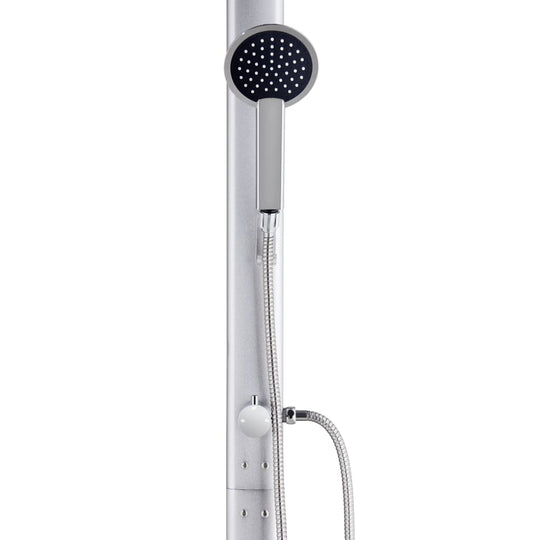 Garden Shower with  Base 220 cm Aluminium - Close-up of the hand shower and showerhead design