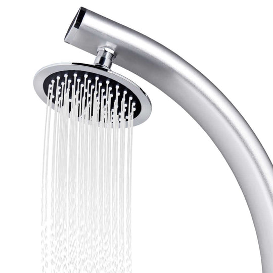 Garden Shower with  Base 220 cm Aluminium handheld and head shower spout with water flow.