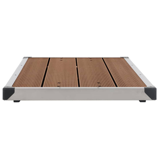 Garden Shower with Base 225 cm Stainless Steel shower base with slatted wood design for outdoor spaces.