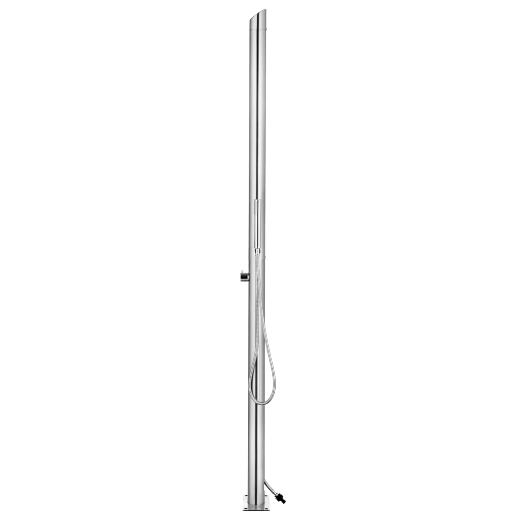 Garden Shower with  Base 225 cm Stainless Steel with waterfall head and hand shower for outdoor use.
