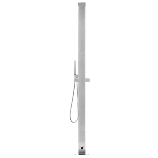 Garden Shower with  Base 225 cm Stainless Steel - modern outdoor shower with hand shower and foot wash faucet.