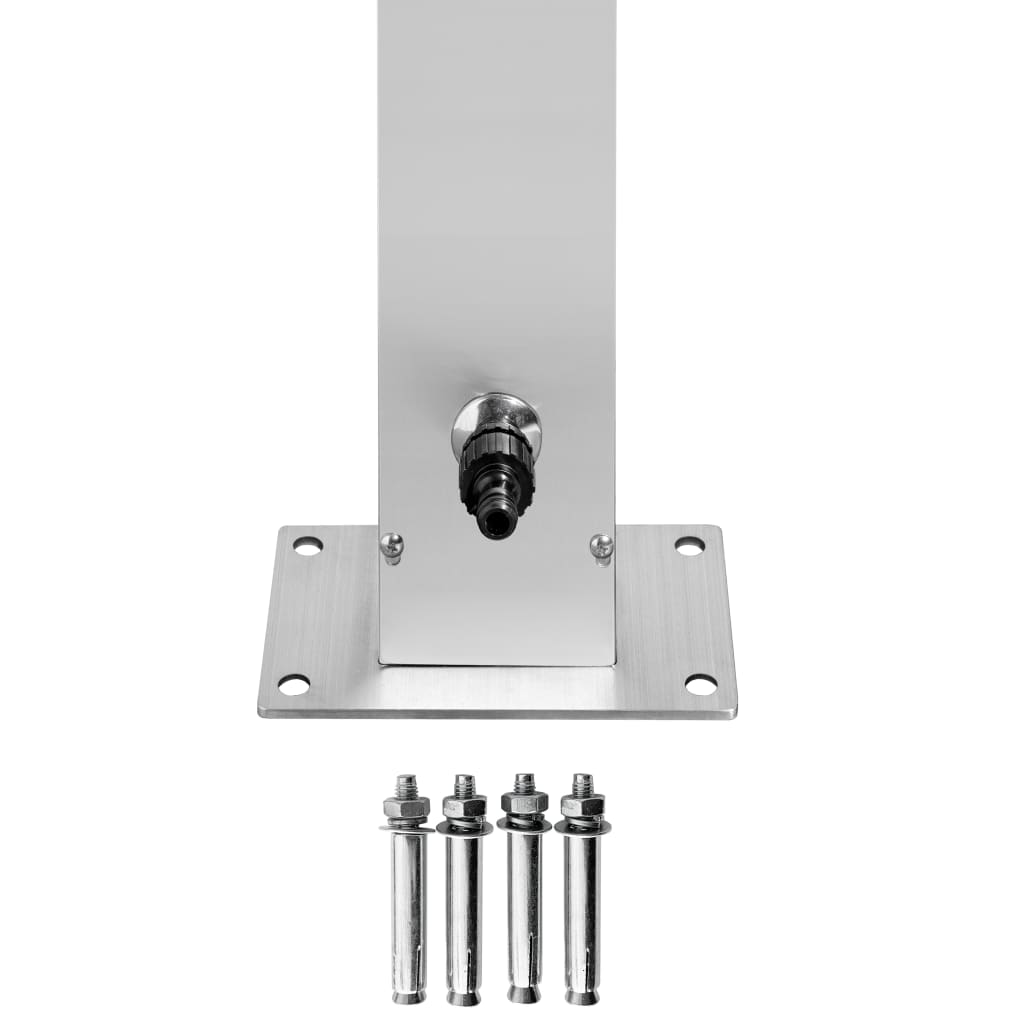 Garden Shower with  Base 225 cm Stainless Steel base connection and mounting hardware for outdoor installation.