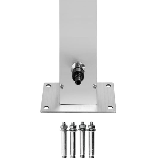 Garden Shower with  Base 225 cm Stainless Steel base connection and mounting hardware for outdoor installation.