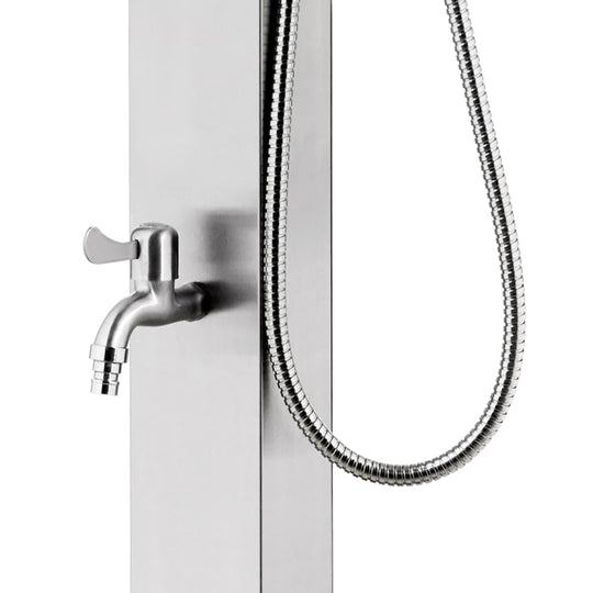 Garden Shower with  Base 225 cm Stainless Steel featuring a hand shower and foot wash faucet.
