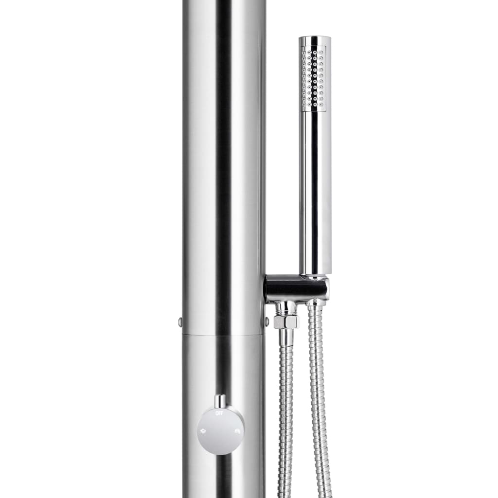 Garden Shower with Grey Base 230 cm Stainless Steel