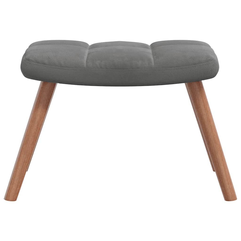 Dark velvet stool for Rocking Chair with a Stool Dark Velvet, featuring soft upholstery and wooden legs.