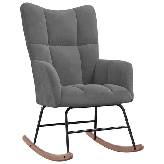 Rocking Chair with a Stool Dark Velvet - Chic design with thick padding and soft velvet upholstery, ideal for modern decor.