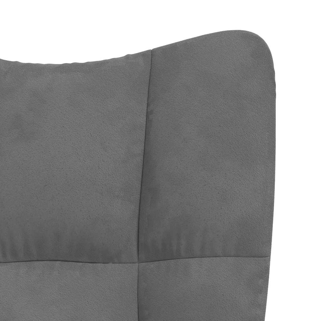 Close-up of dark velvet upholstery on Rocking Chair with a Stool Dark Velvet, showing elegant and chic design texture.