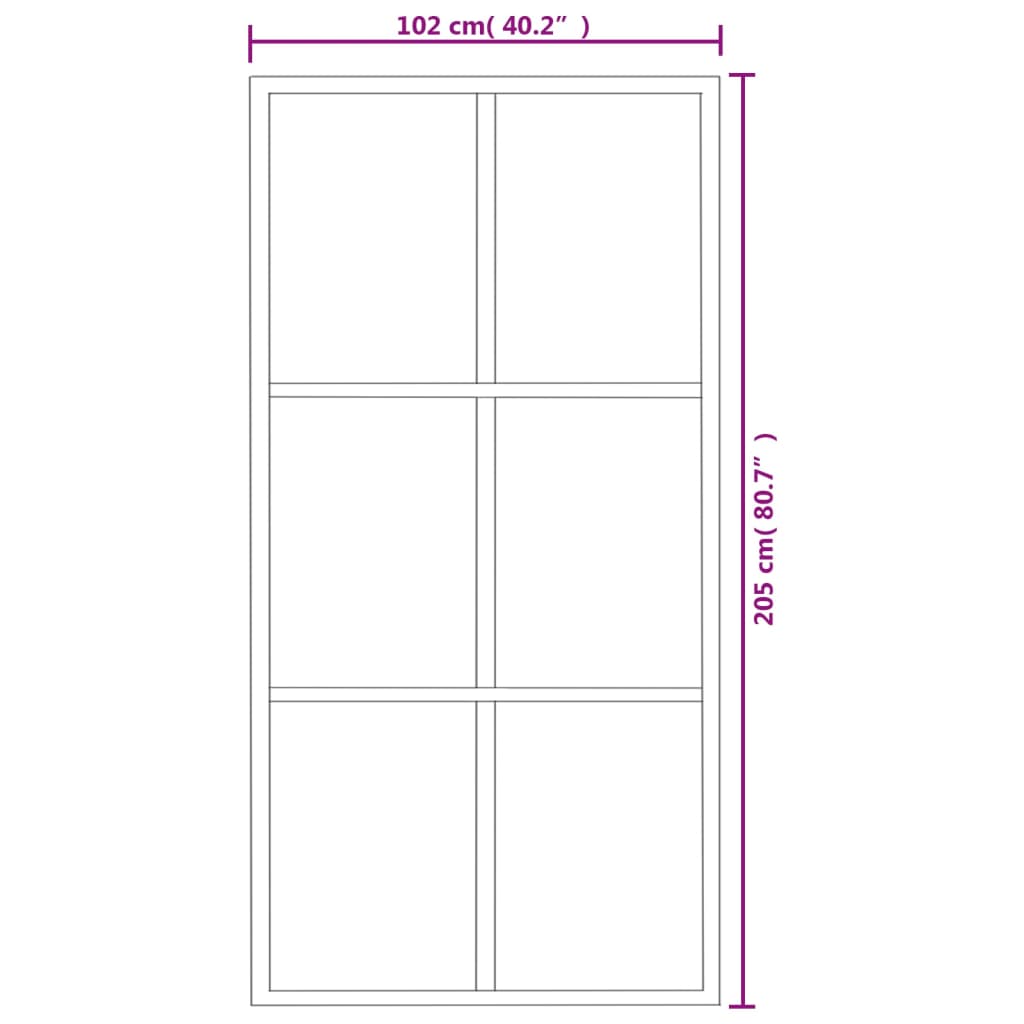 Dimensions of a sliding door: 102 cm x 205 cm, featuring a clean design suitable for modern interiors.