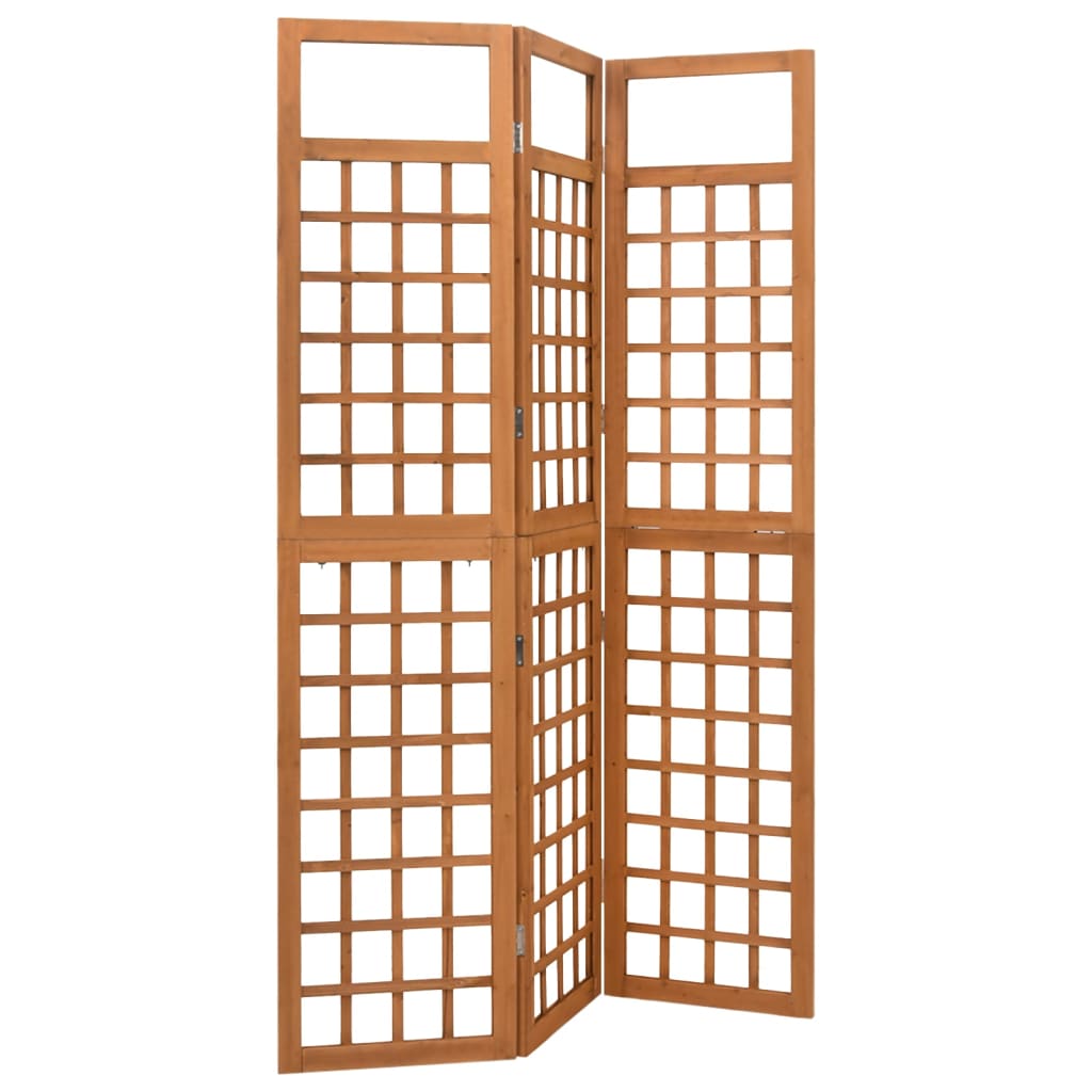 5-panel solid fir wood room divider trellis for outdoor spaces, offering privacy and plant support, foldable and durable.